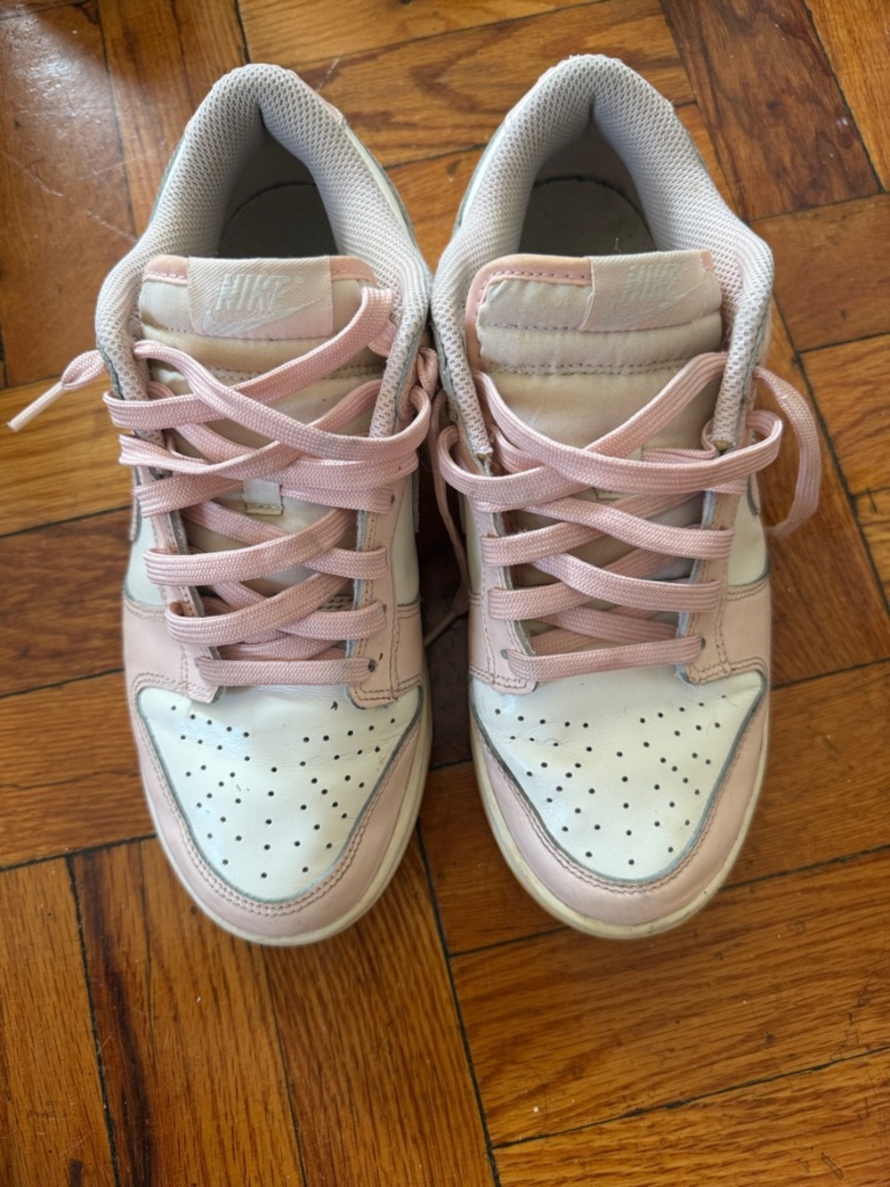 Nike White and Light Pink Low-Top Sneakers